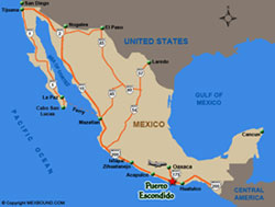 Puerto Escondido Map and Driving Directions